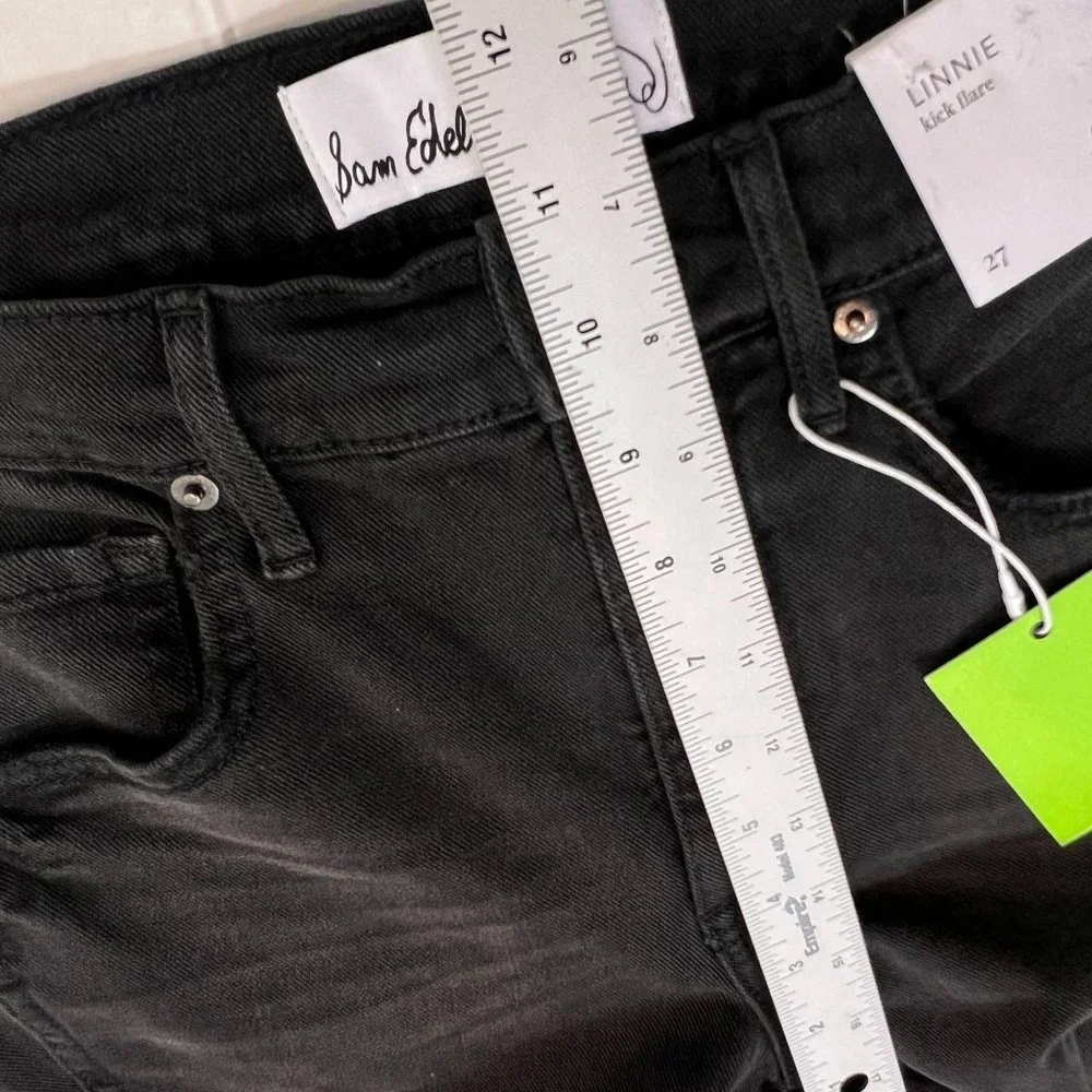 Sam Edelman Women's Black Linnie Flare Leg High Rise Cotton Jeans Size 27 - Picture 9 of 10